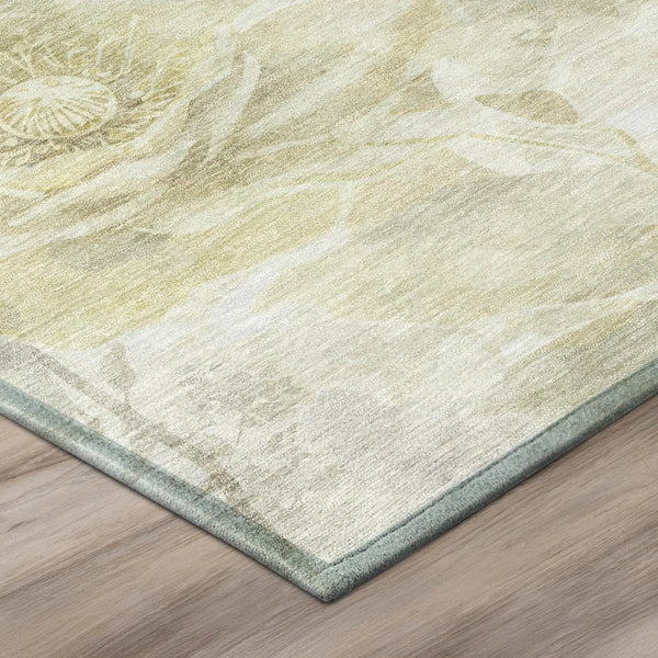 9' X 12' Sage And Green Floral Washable Indoor Outdoor Area Rug Homeroots Outdoor