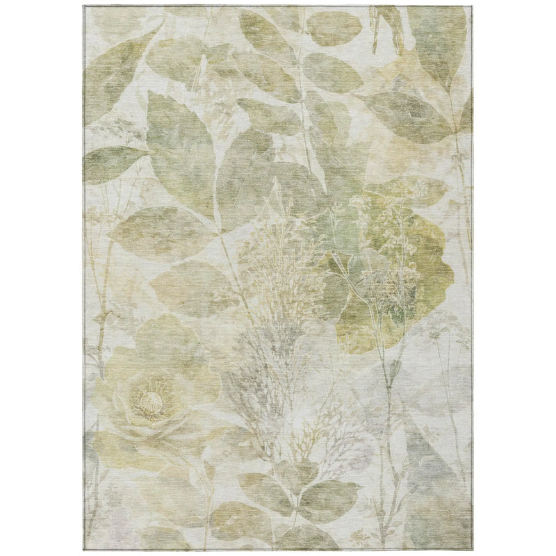 9' X 12' Sage And Green Floral Washable Indoor Outdoor Area Rug Homeroots Outdoor