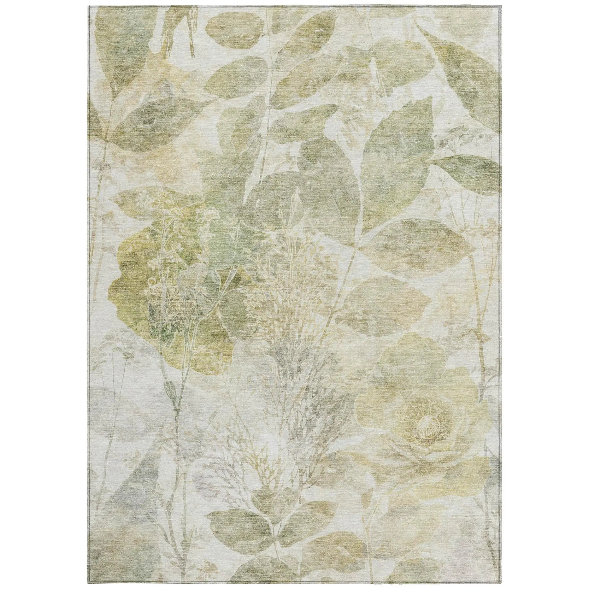 9' X 12' Sage And Green Floral Washable Indoor Outdoor Area Rug Homeroots Outdoor