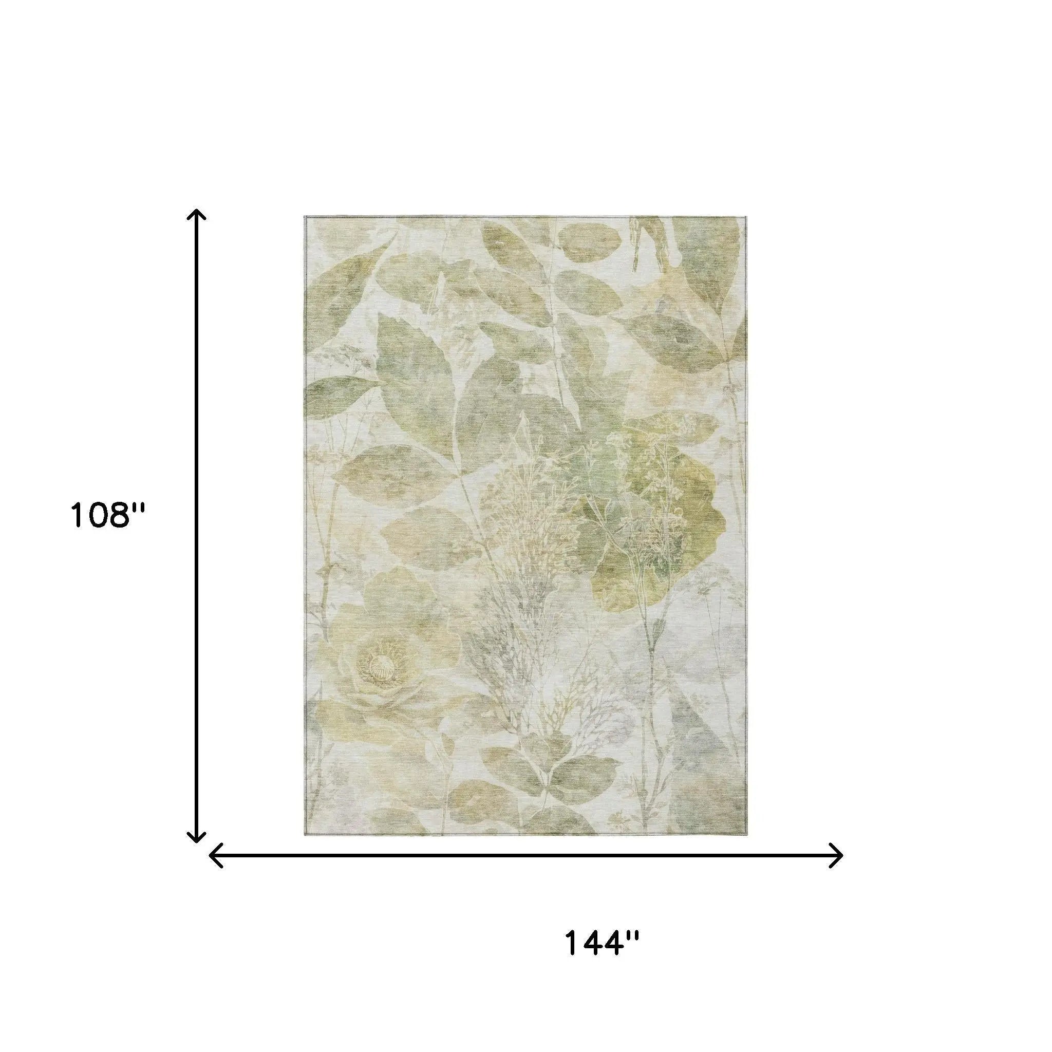 9' X 12' Sage And Green Floral Washable Indoor Outdoor Area Rug Homeroots Outdoor
