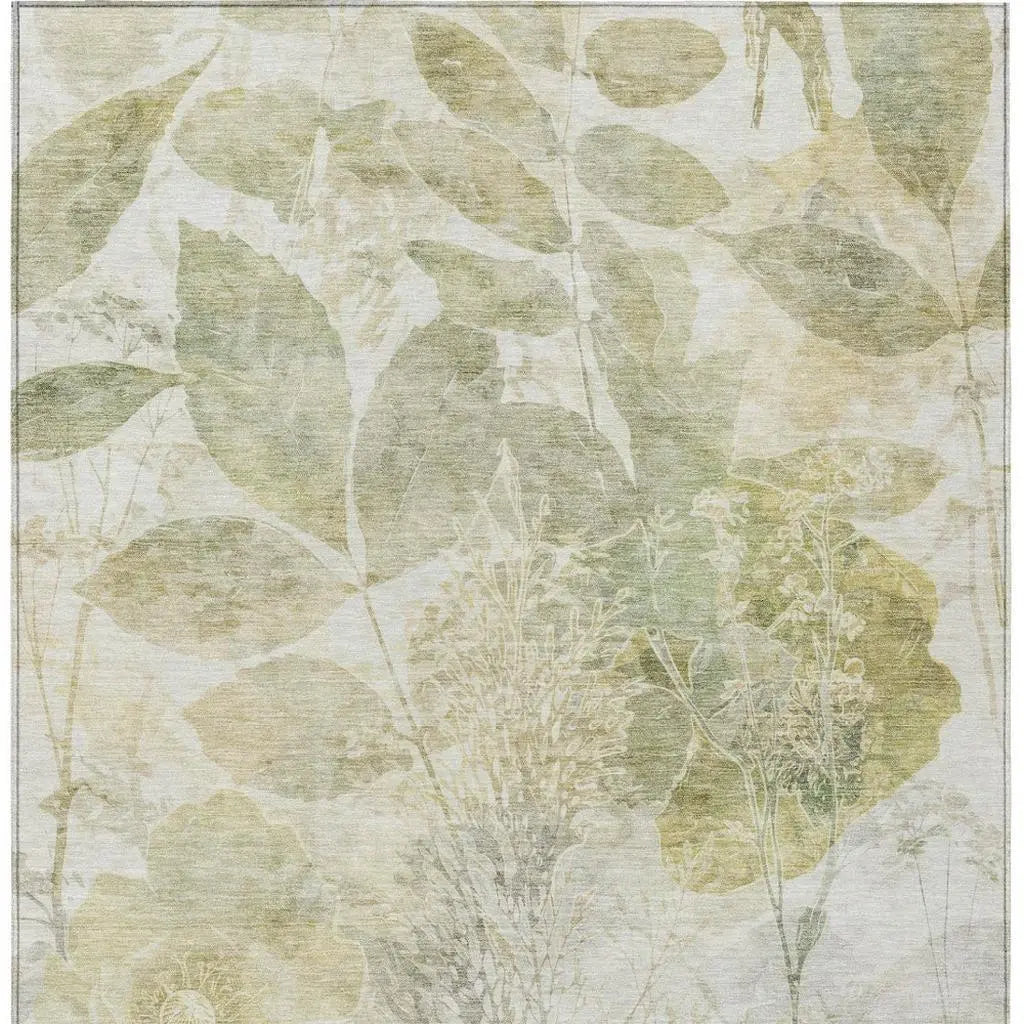 9' X 12' Sage And Green Floral Washable Indoor Outdoor Area Rug Homeroots Outdoor