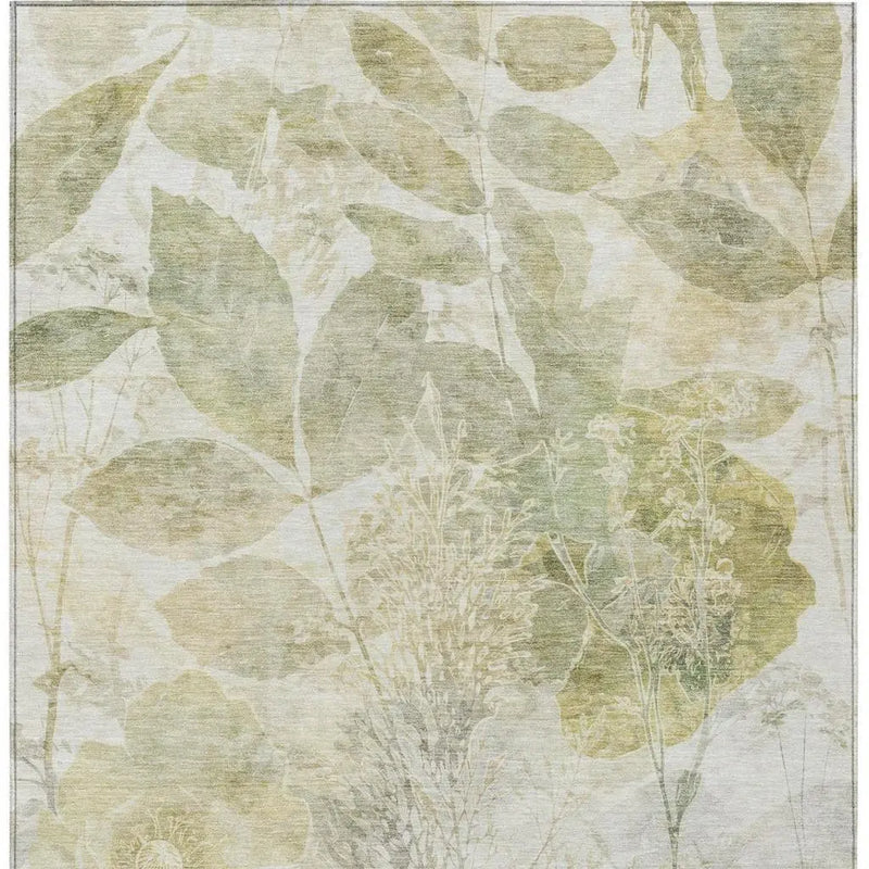 9' X 12' Sage And Green Floral Washable Indoor Outdoor Area Rug Homeroots Outdoor