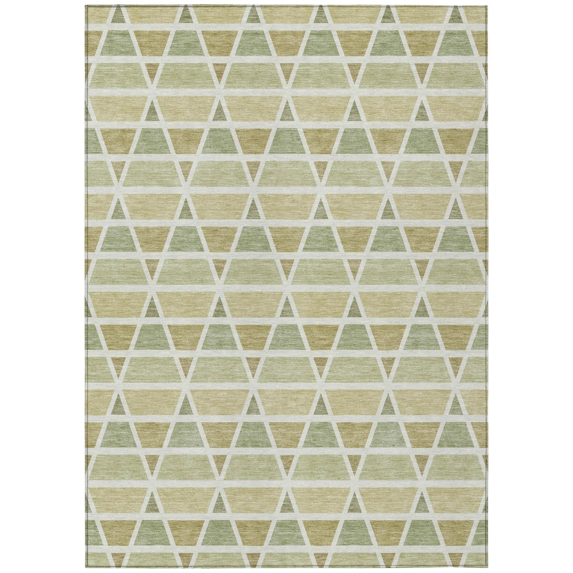 9' X 12' Sage And Green Geometric Washable Indoor Outdoor Area Rug Homeroots Outdoor