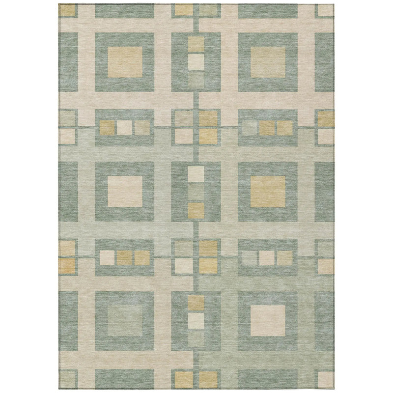 9' X 12' Sage And Green Geometric Washable Indoor Outdoor Area Rug Homeroots Outdoor