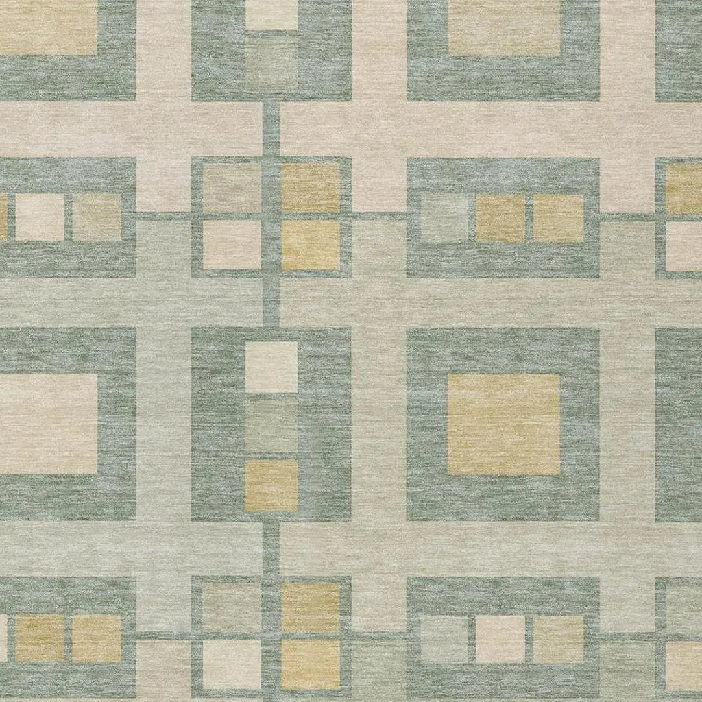 9' X 12' Sage And Green Geometric Washable Indoor Outdoor Area Rug Homeroots Outdoor