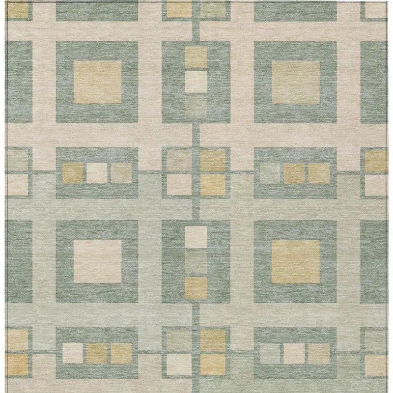 9' X 12' Sage And Green Geometric Washable Indoor Outdoor Area Rug Homeroots Outdoor
