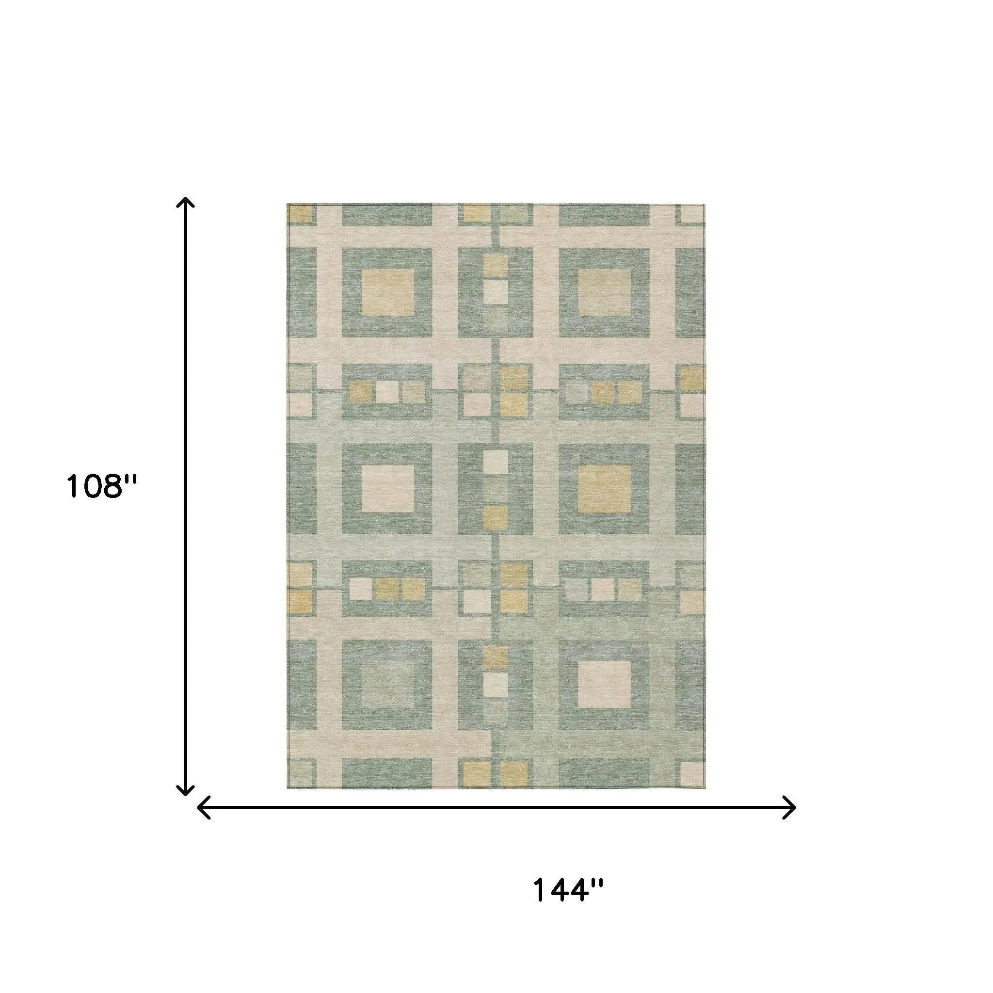 9' X 12' Sage And Green Geometric Washable Indoor Outdoor Area Rug Homeroots Outdoor