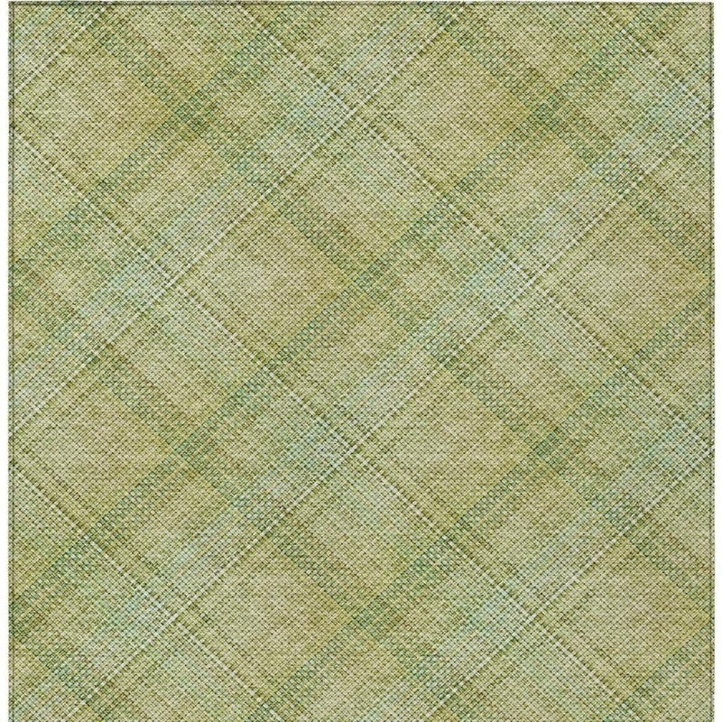 9' X 12' Sage And Green Plaid Washable Indoor Outdoor Area Rug Homeroots Outdoor