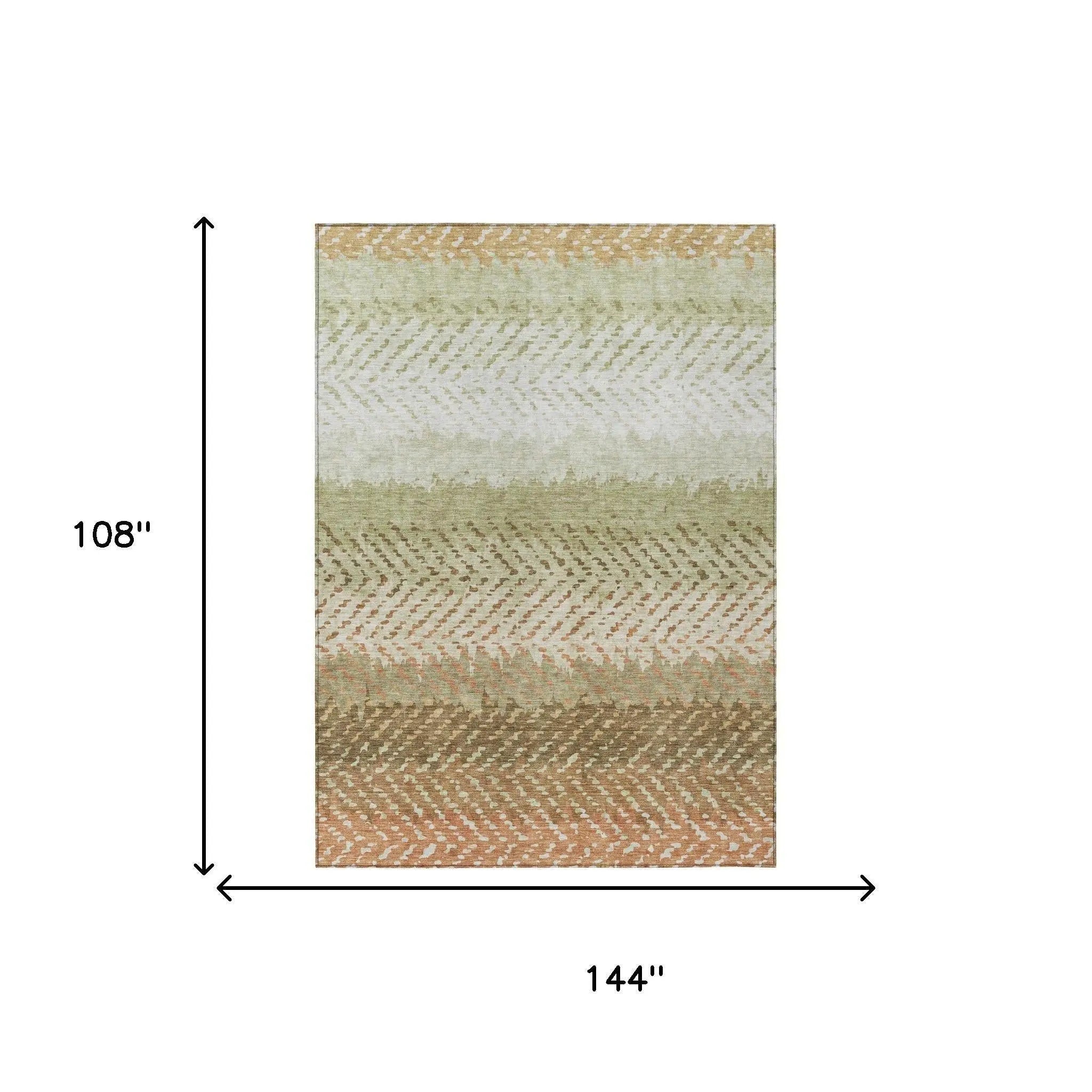 9' X 12' Sage And Green Striped Washable Indoor Outdoor Area Rug Homeroots Outdoor