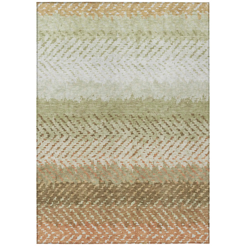 9' X 12' Sage And Green Striped Washable Indoor Outdoor Area Rug Homeroots Outdoor