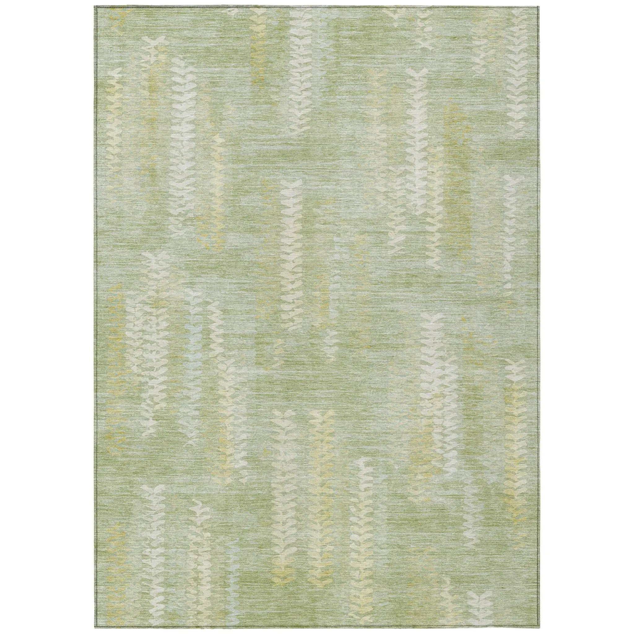 9' X 12' Sage And Green Striped Washable Indoor Outdoor Area Rug Homeroots Outdoor