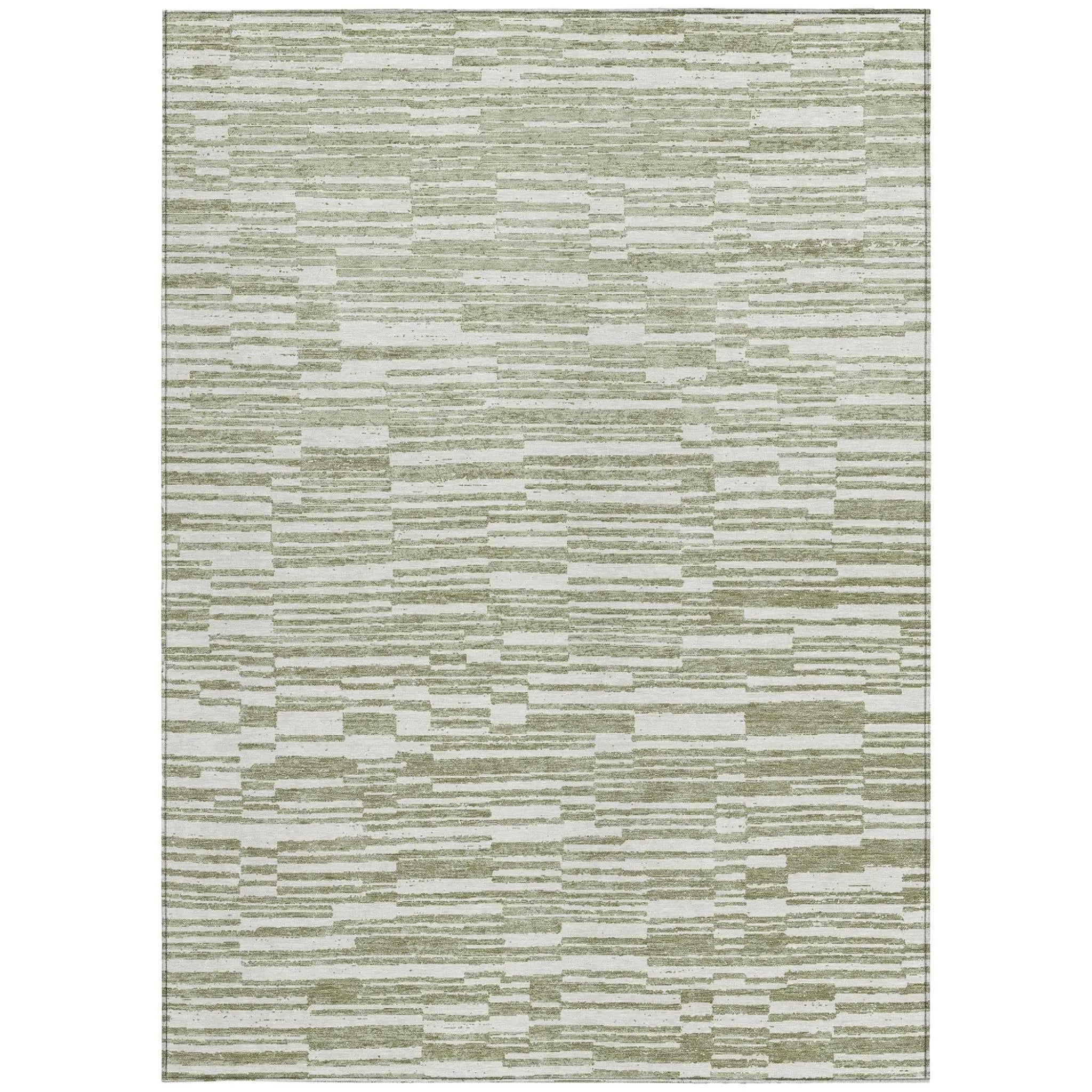 9' X 12' Sage And Green Striped Washable Indoor Outdoor Area Rug Homeroots Outdoor