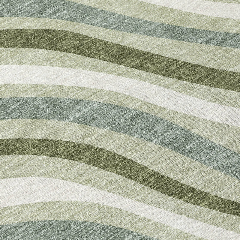 9' X 12' Sage And Green Striped Washable Indoor Outdoor Area Rug Homeroots Outdoor