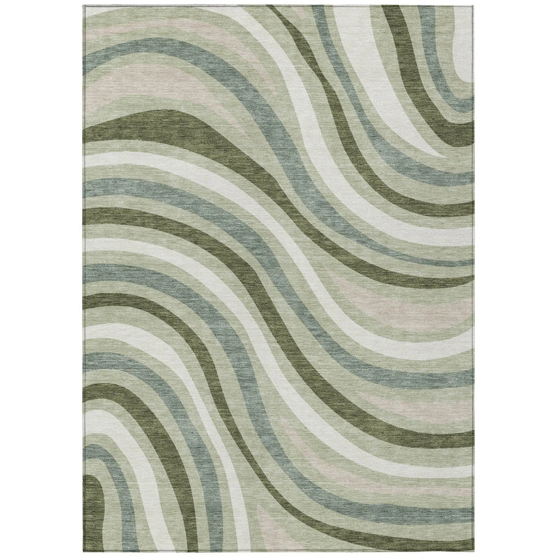 9' X 12' Sage And Green Striped Washable Indoor Outdoor Area Rug Homeroots Outdoor