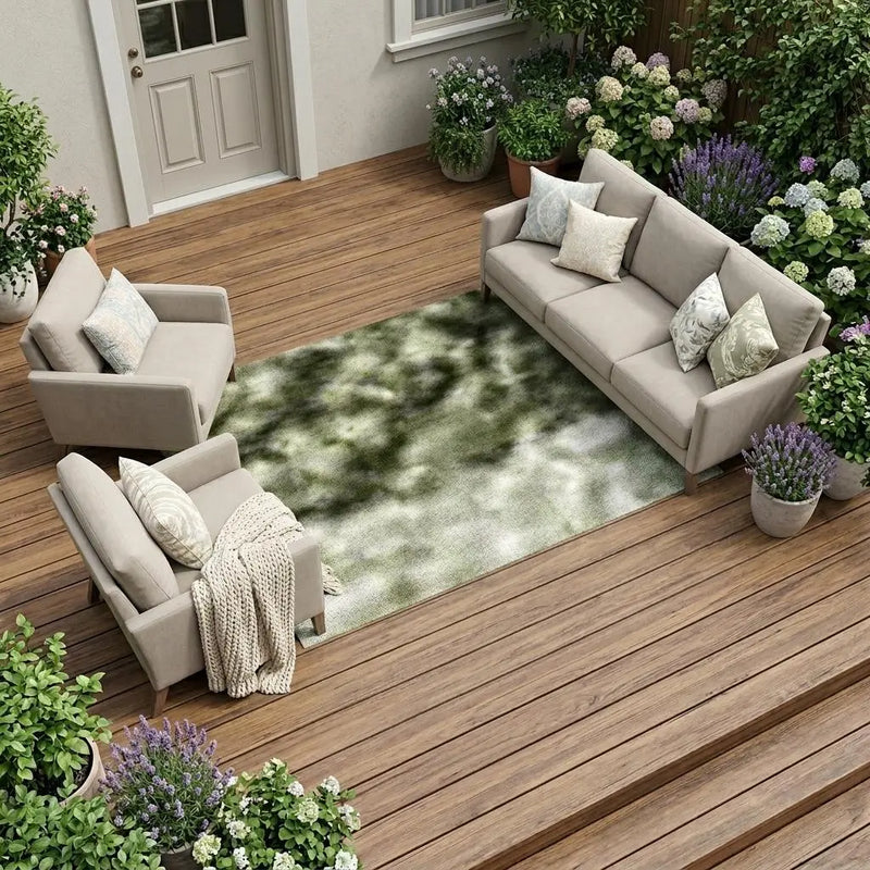 9' X 12' Sage And Green Striped Washable Indoor Outdoor Area Rug Homeroots Outdoor