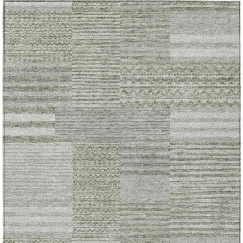 9' X 12' Sage And Green Striped Washable Indoor Outdoor Area Rug Homeroots Outdoor