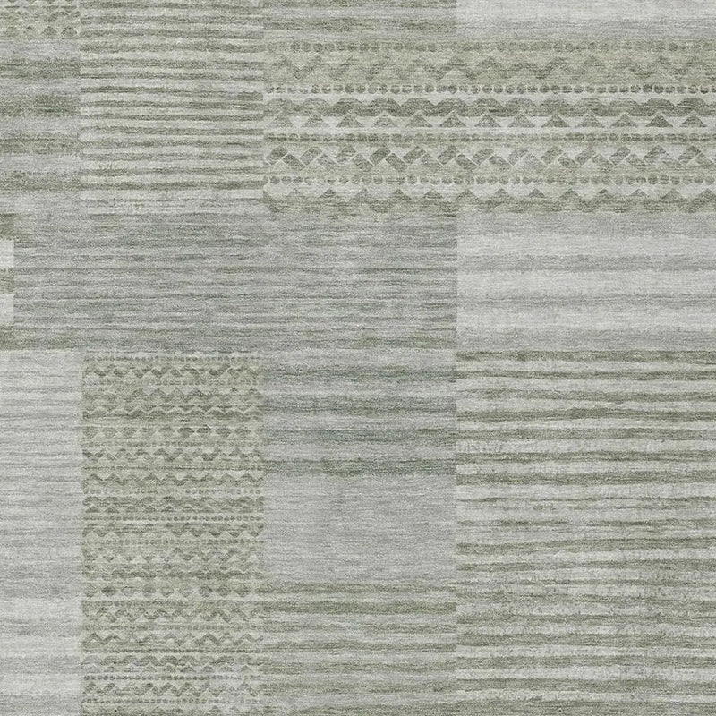 9' X 12' Sage And Green Striped Washable Indoor Outdoor Area Rug Homeroots Outdoor