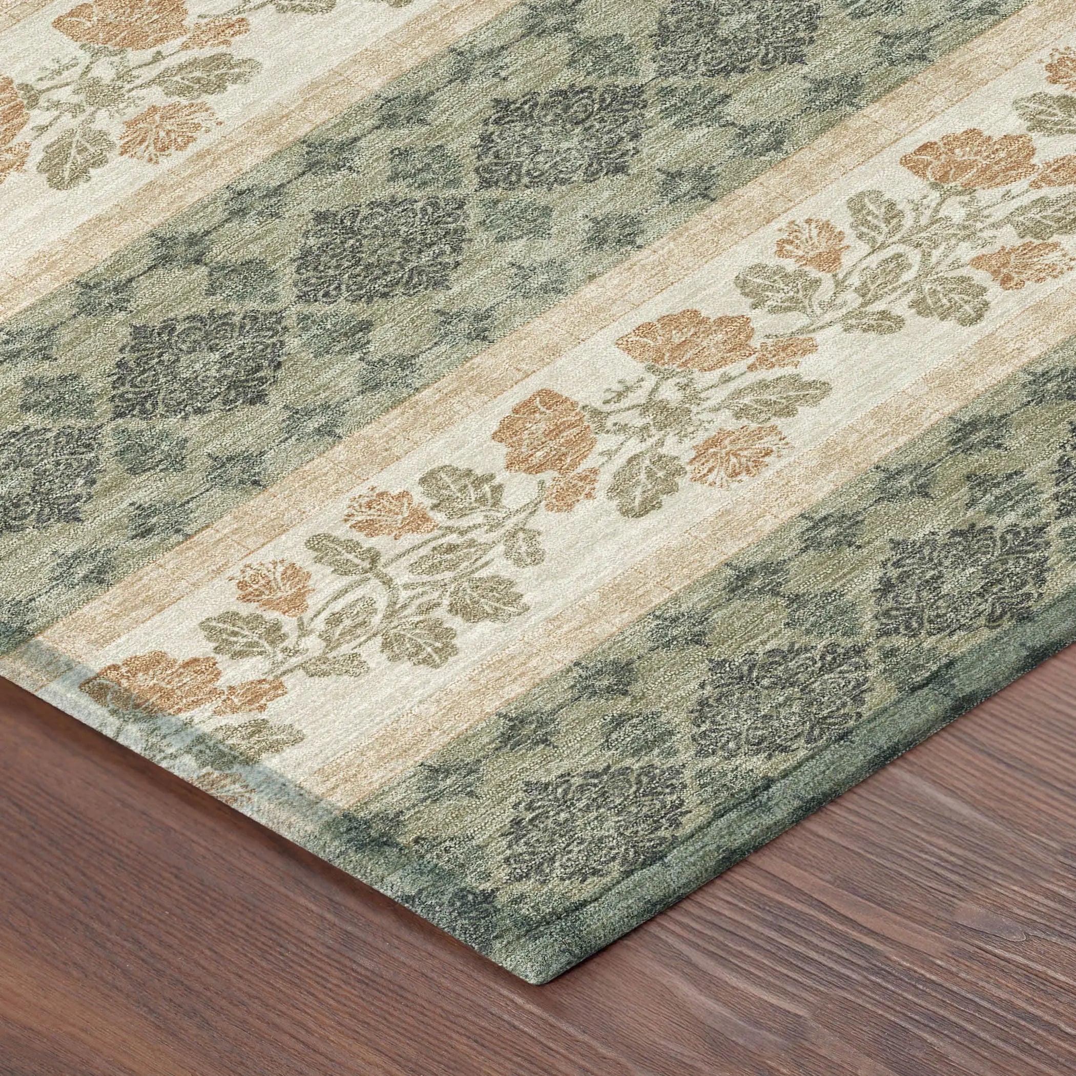 9' X 12' Sage And Ivory Striped Washable Indoor Outdoor Area Rug Homeroots Outdoor
