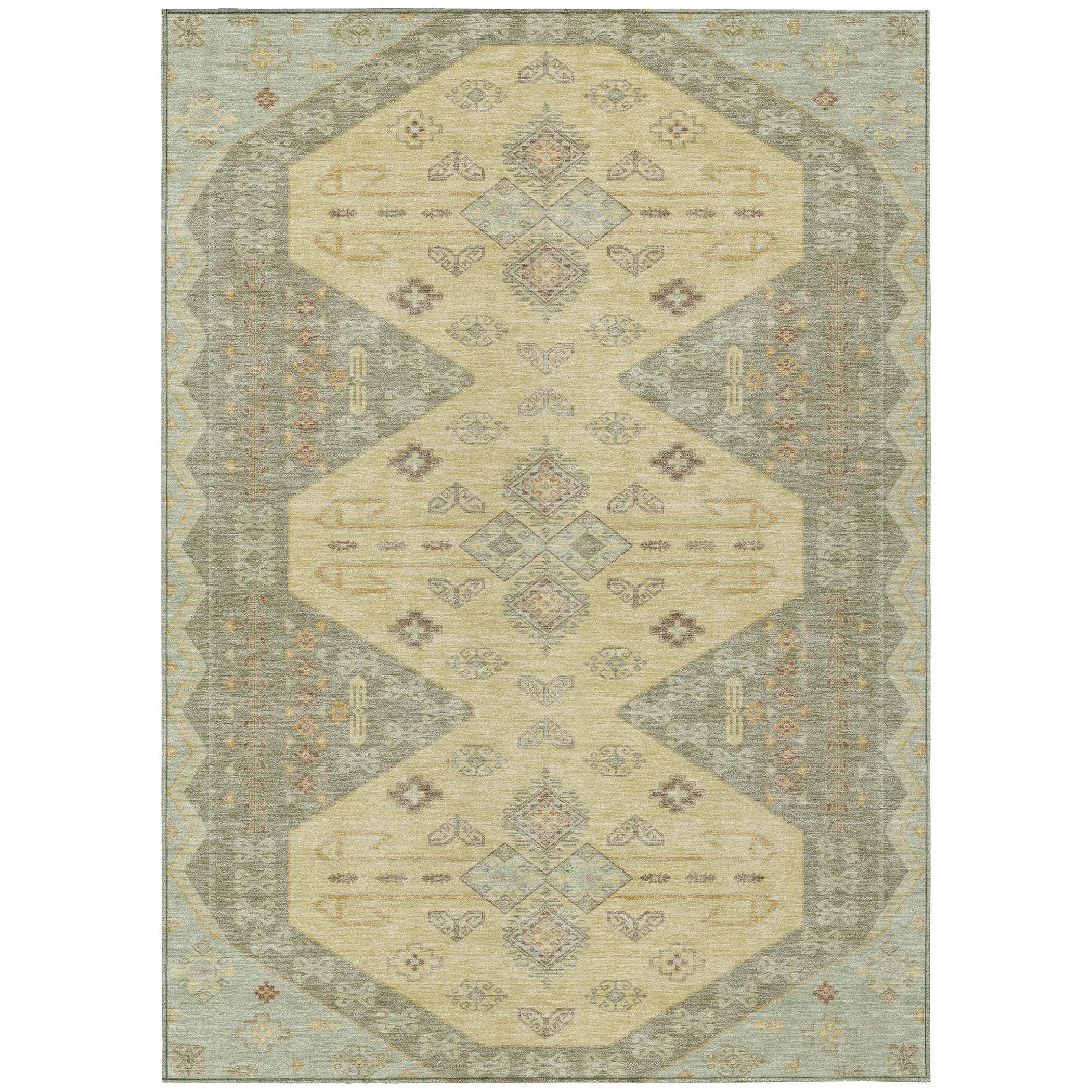 9' X 12' Sage And Wheat Geometric Washable Indoor Outdoor Area Rug Homeroots Outdoor