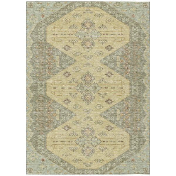 9' X 12' Sage And Wheat Geometric Washable Indoor Outdoor Area Rug Homeroots Outdoor