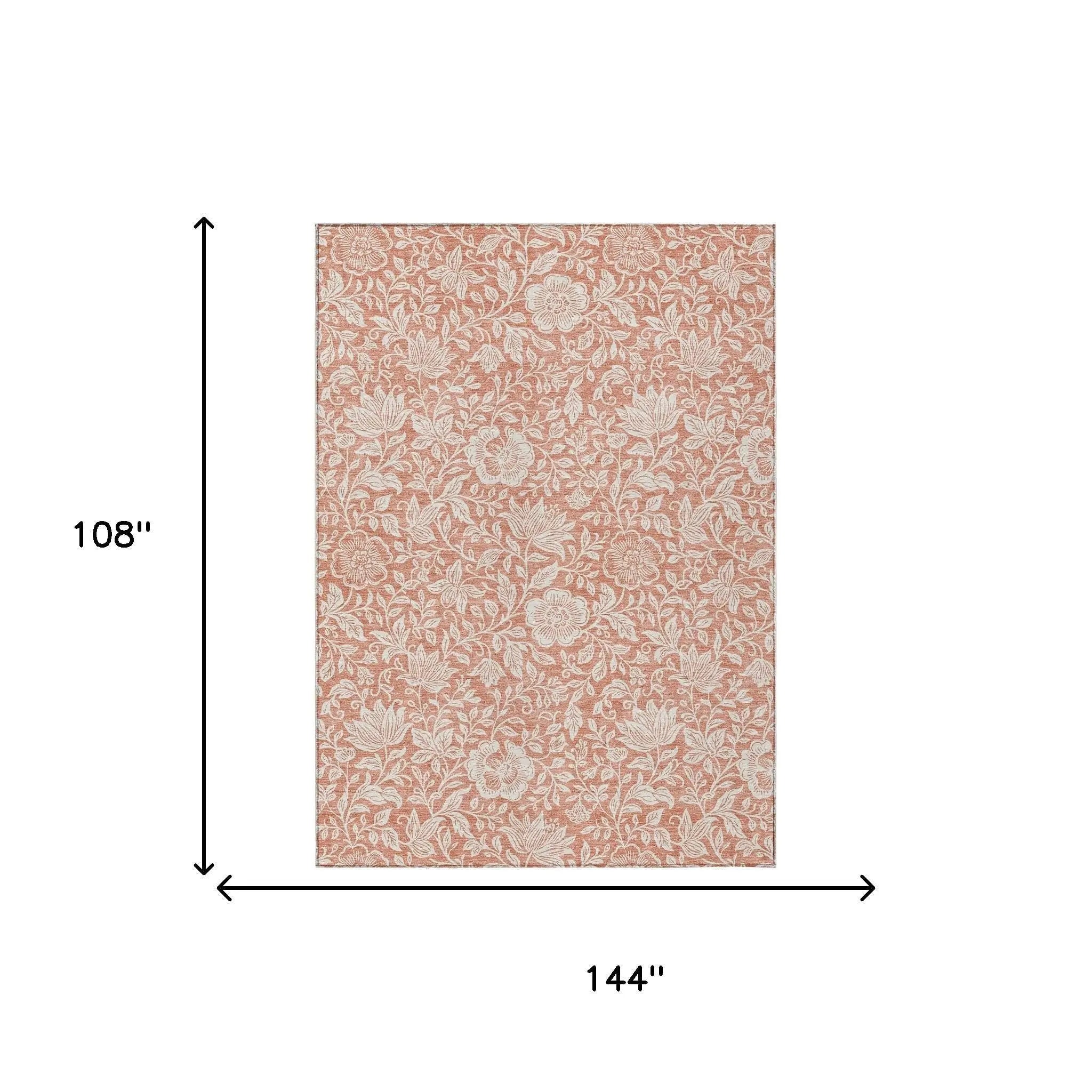 Blush floral patterned fabric, 108" x 144", made of soft cotton, perfect for curtains or upholstery.