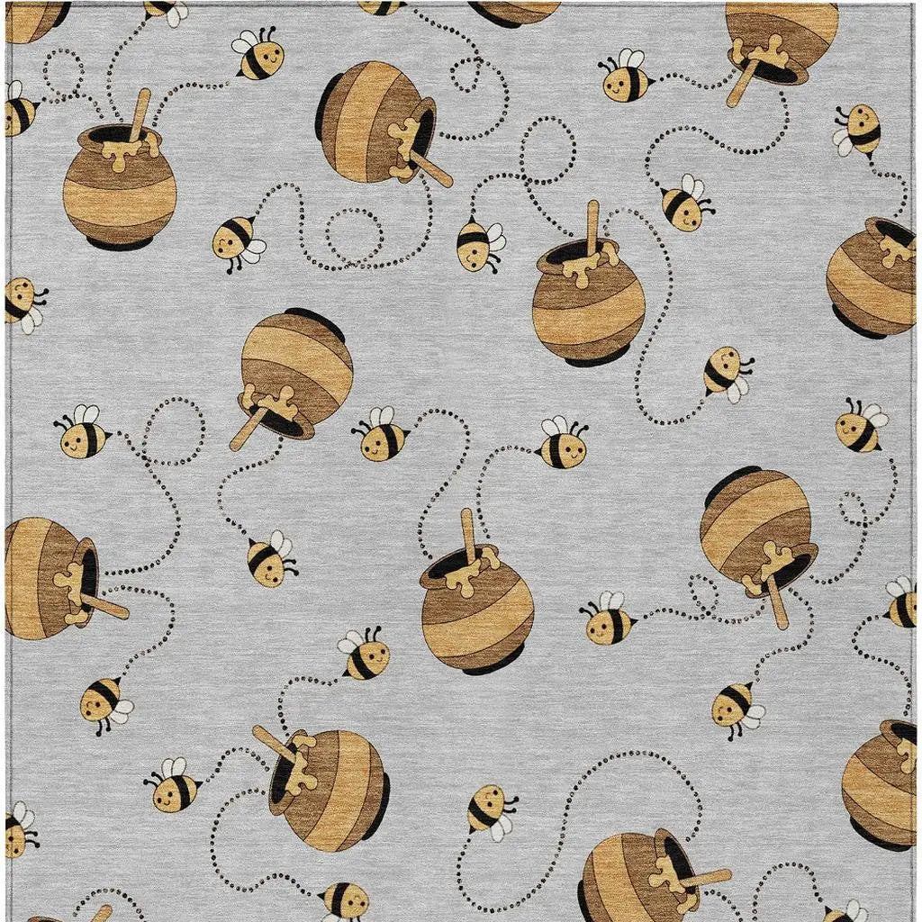 9' X 12' Silver And Beige Geometric Washable Indoor Outdoor Area Rug Homeroots Outdoor