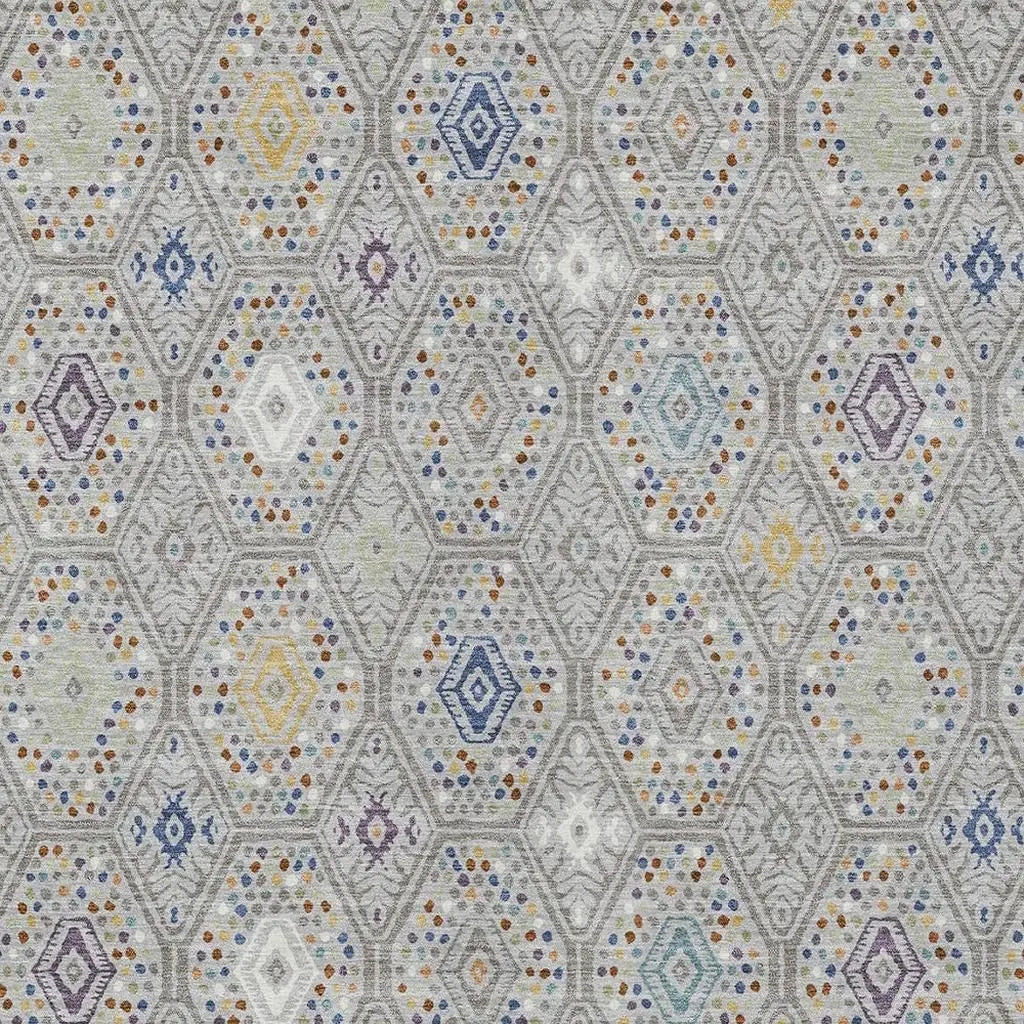 9' X 12' Silver And Brown Geometric Washable Indoor Outdoor Area Rug Homeroots Outdoor
