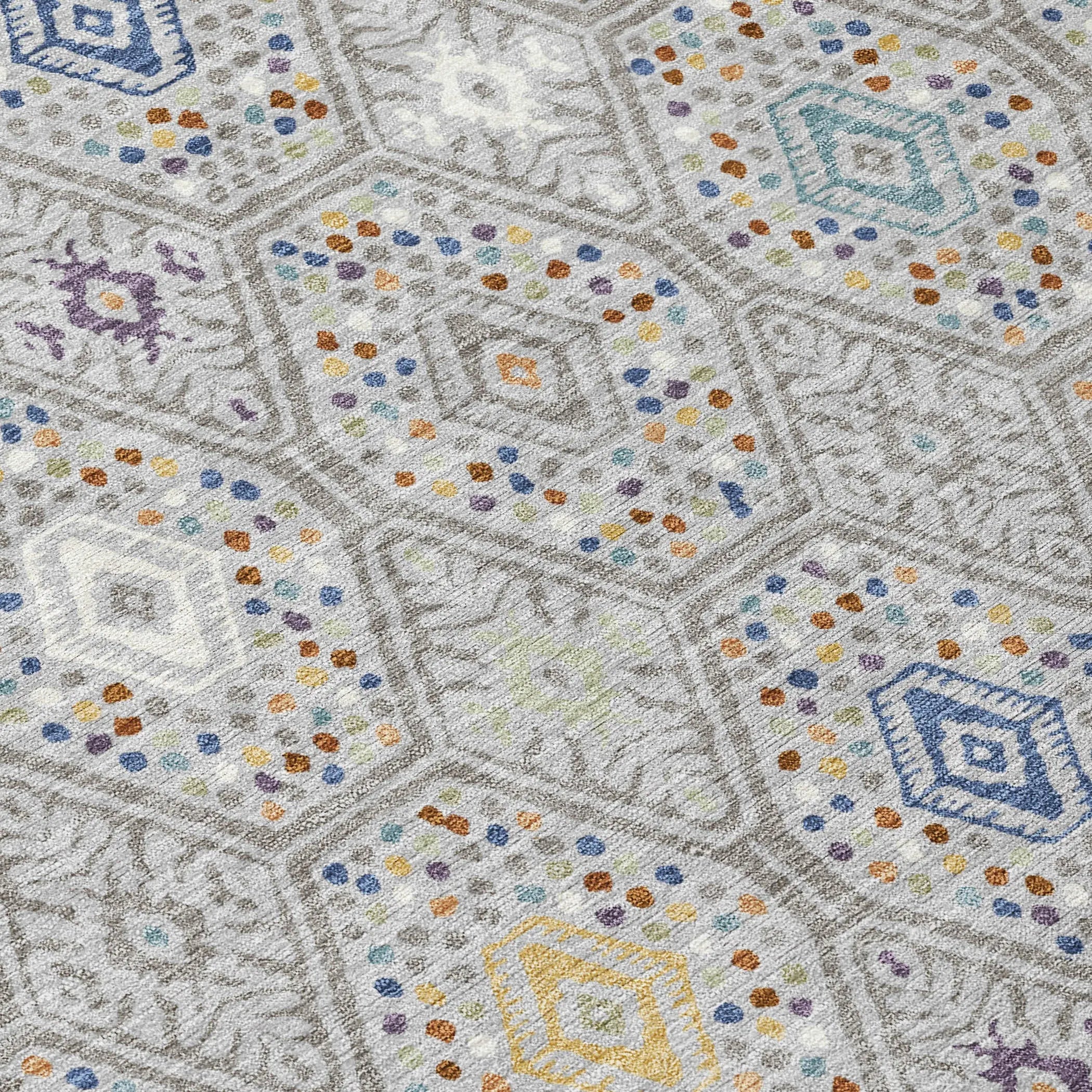 9' X 12' Silver And Brown Geometric Washable Indoor Outdoor Area Rug Homeroots Outdoor