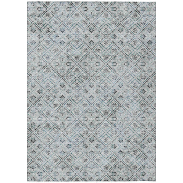 9' X 12' Silver And Brown Geometric Washable Indoor Outdoor Area Rug Homeroots Outdoor