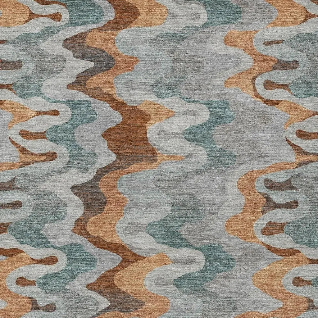 9' X 12' Silver And Copper Abstract Washable Indoor Outdoor Area Rug Homeroots Outdoor