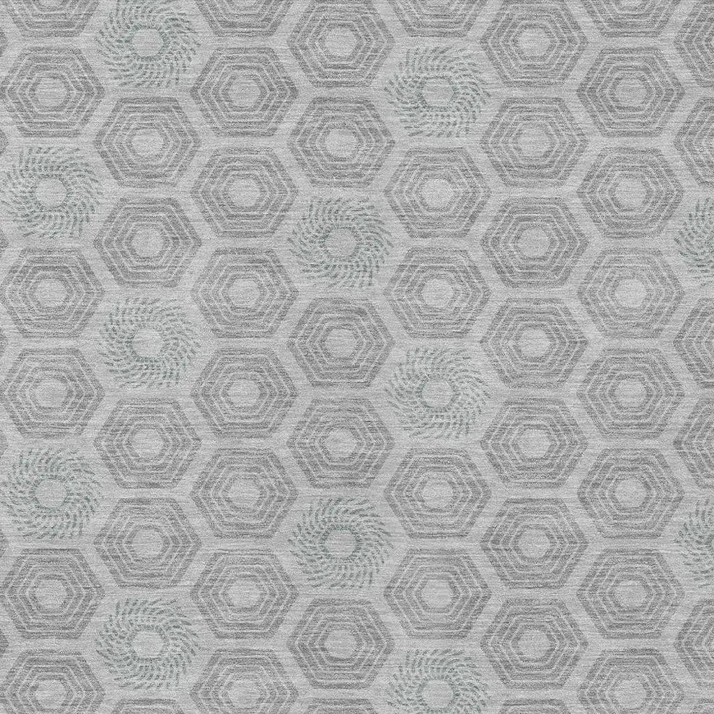 9' X 12' Silver And Granite Gray Geometric Washable Indoor Outdoor Area Rug Homeroots Outdoor