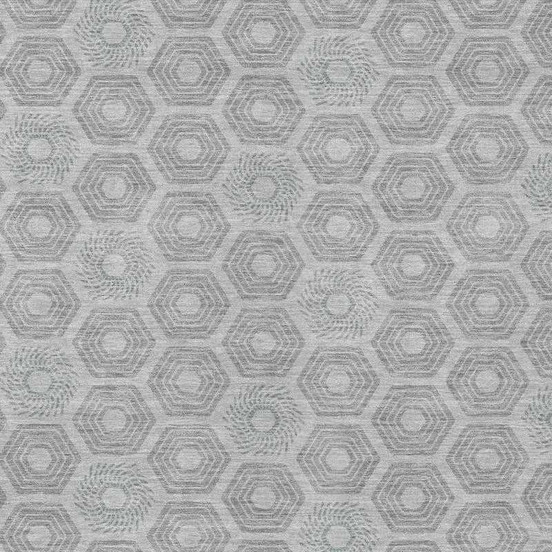 9' X 12' Silver And Granite Gray Geometric Washable Indoor Outdoor Area Rug Homeroots Outdoor