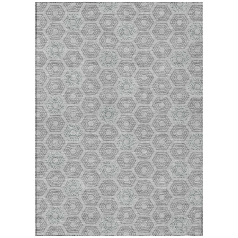 9' X 12' Silver And Granite Gray Geometric Washable Indoor Outdoor Area Rug Homeroots Outdoor