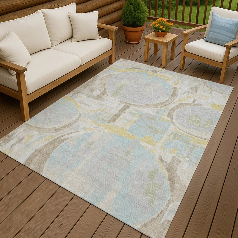 9' X 12' Silver And Gray Abstract Washable Indoor Outdoor Area Rug Homeroots Outdoor