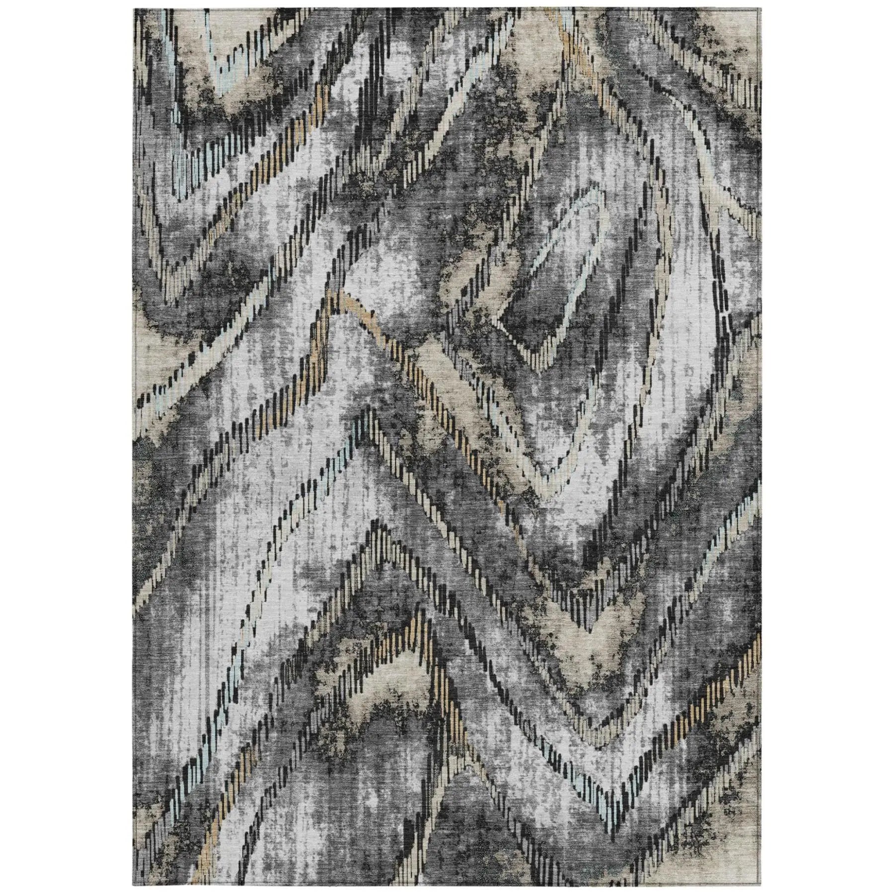 9' X 12' Silver And Gray Abstract Washable Indoor Outdoor Area Rug Homeroots Outdoor