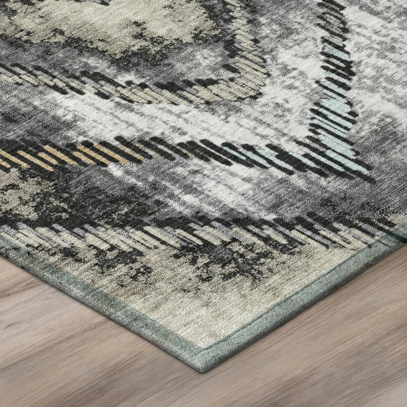 9' X 12' Silver And Gray Abstract Washable Indoor Outdoor Area Rug Homeroots Outdoor