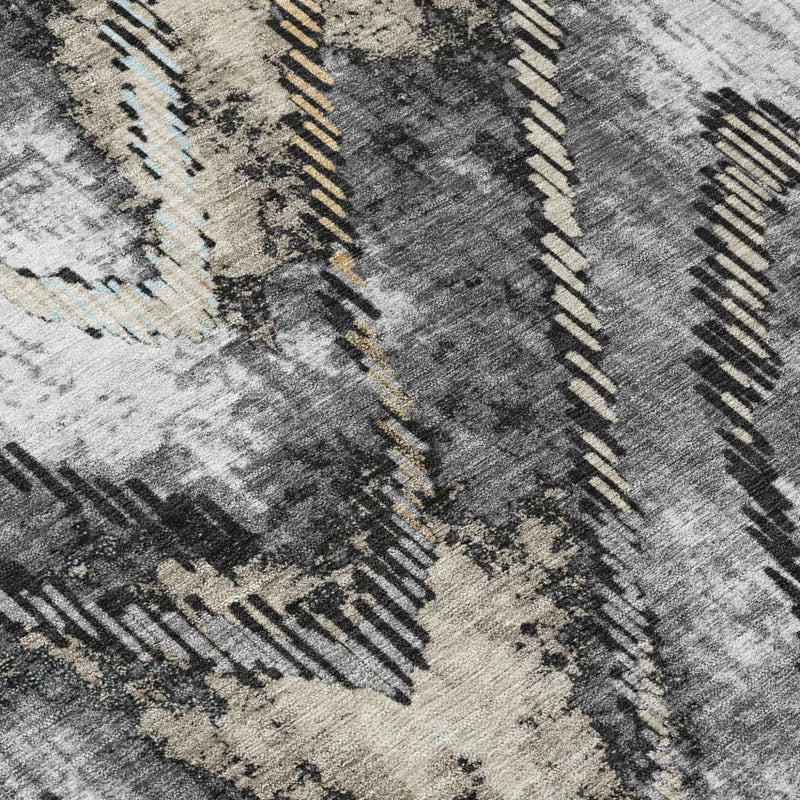 9' X 12' Silver And Gray Abstract Washable Indoor Outdoor Area Rug Homeroots Outdoor