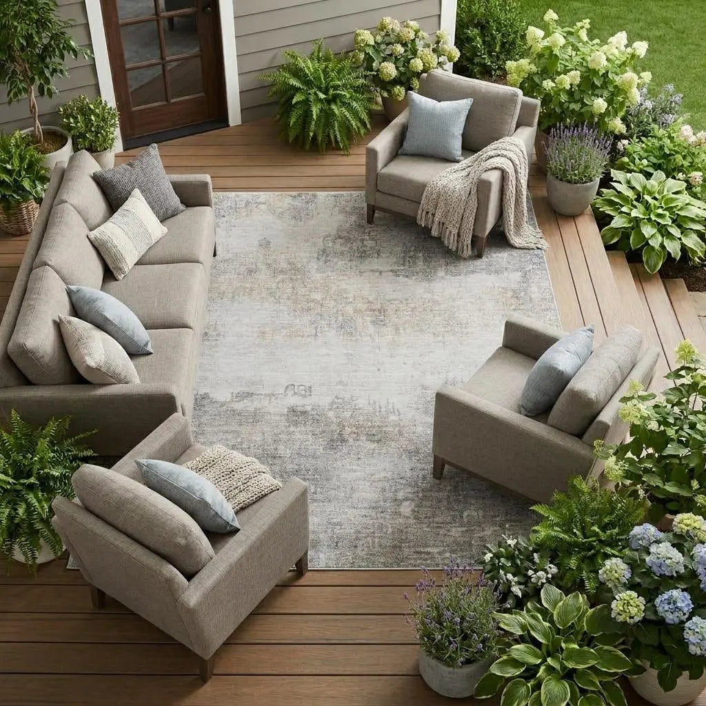 9' X 12' Silver And Gray Abstract Washable Indoor Outdoor Area Rug Homeroots Outdoor