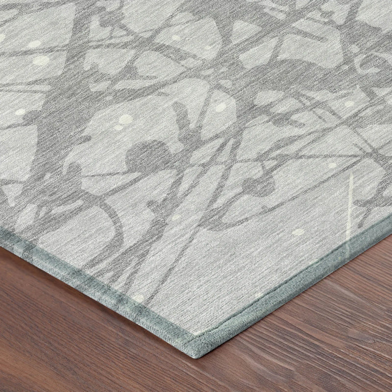 9' X 12' Silver And Gray Abstract Washable Indoor Outdoor Area Rug Homeroots Outdoor