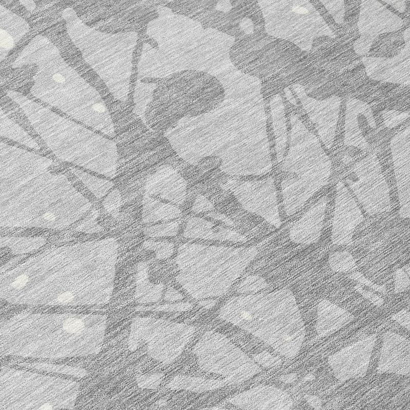 9' X 12' Silver And Gray Abstract Washable Indoor Outdoor Area Rug Homeroots Outdoor