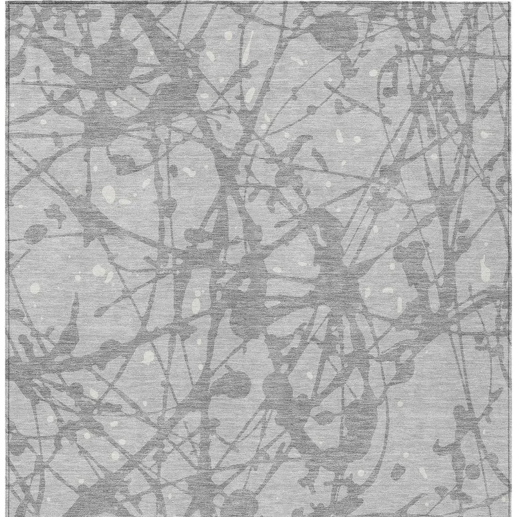 9' X 12' Silver And Gray Abstract Washable Indoor Outdoor Area Rug Homeroots Outdoor