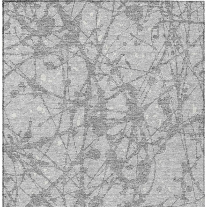 9' X 12' Silver And Gray Abstract Washable Indoor Outdoor Area Rug Homeroots Outdoor