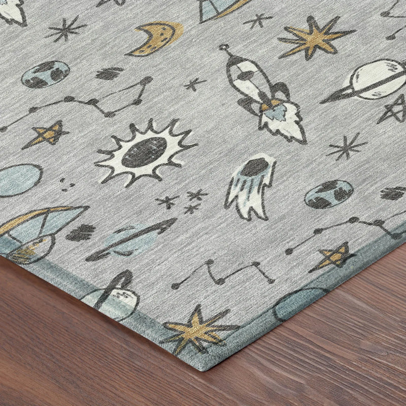 9' X 12' Silver And Gray Animal Print Washable Indoor Outdoor Area Rug Homeroots Outdoor