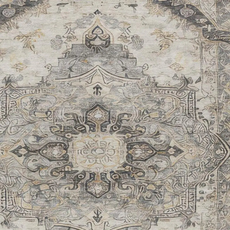 9' X 12' Silver And Gray Floral Medallion Washable Indoor Outdoor Area Rug Homeroots Outdoor