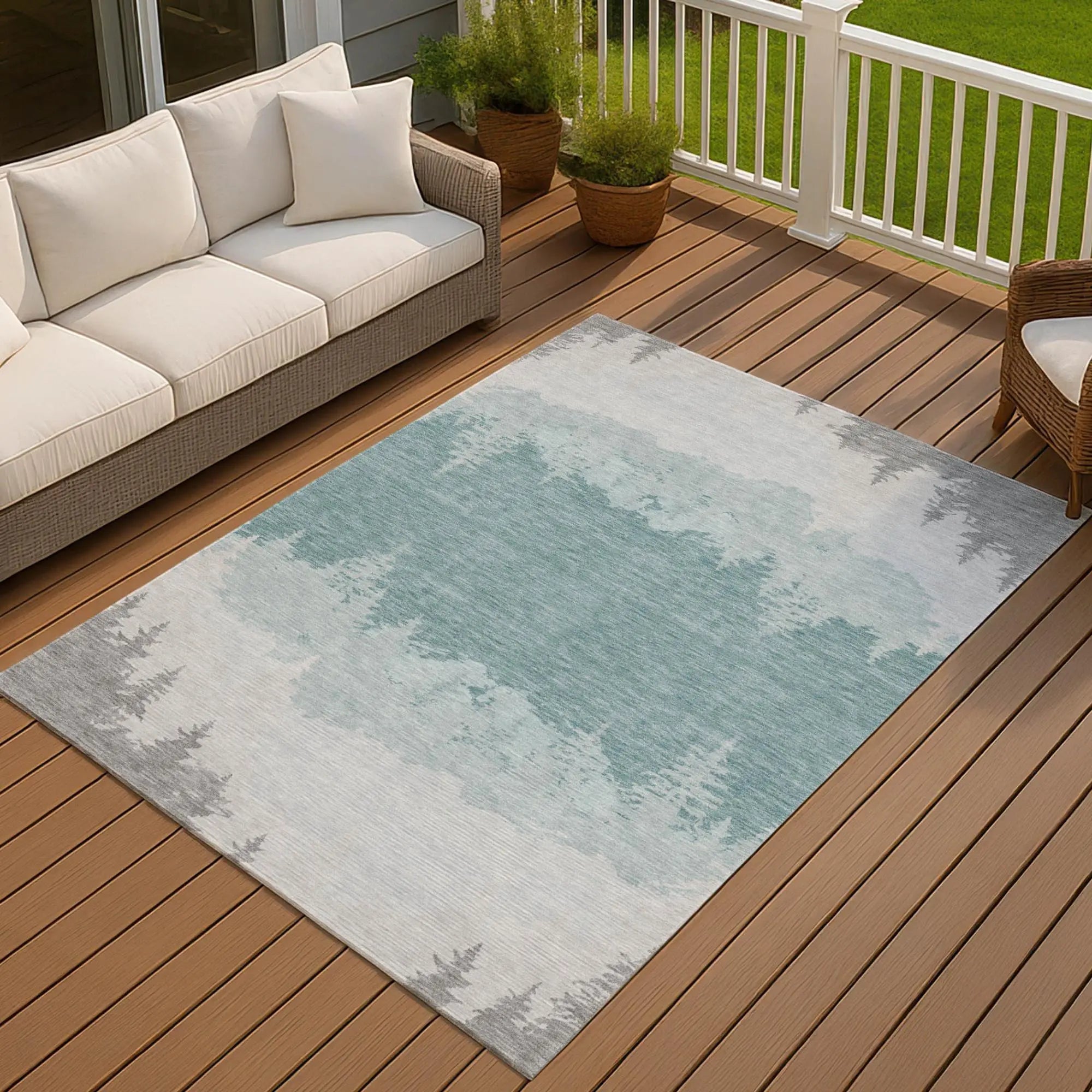 9' X 12' Silver And Gray Floral Washable Indoor Outdoor Area Rug Homeroots Outdoor