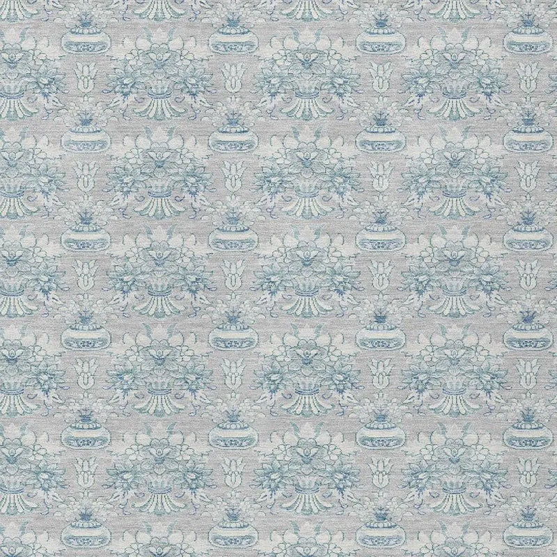 9' X 12' Silver And Gray Floral Washable Indoor Outdoor Area Rug Homeroots Outdoor