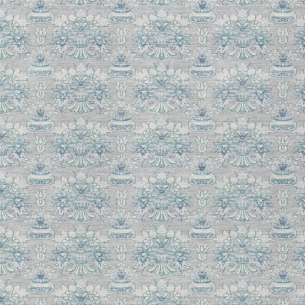 9' X 12' Silver And Gray Floral Washable Indoor Outdoor Area Rug Homeroots Outdoor