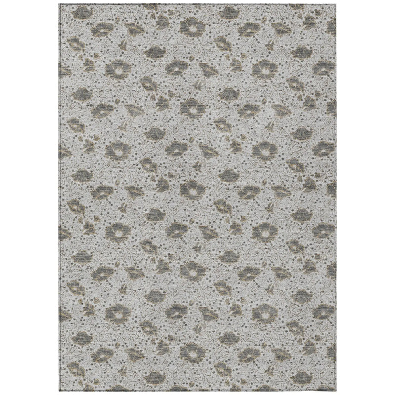 9' X 12' Silver And Gray Floral Washable Indoor Outdoor Area Rug Homeroots Outdoor