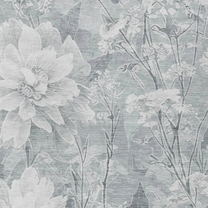 9' X 12' Silver And Gray Floral Washable Indoor Outdoor Area Rug Homeroots Outdoor