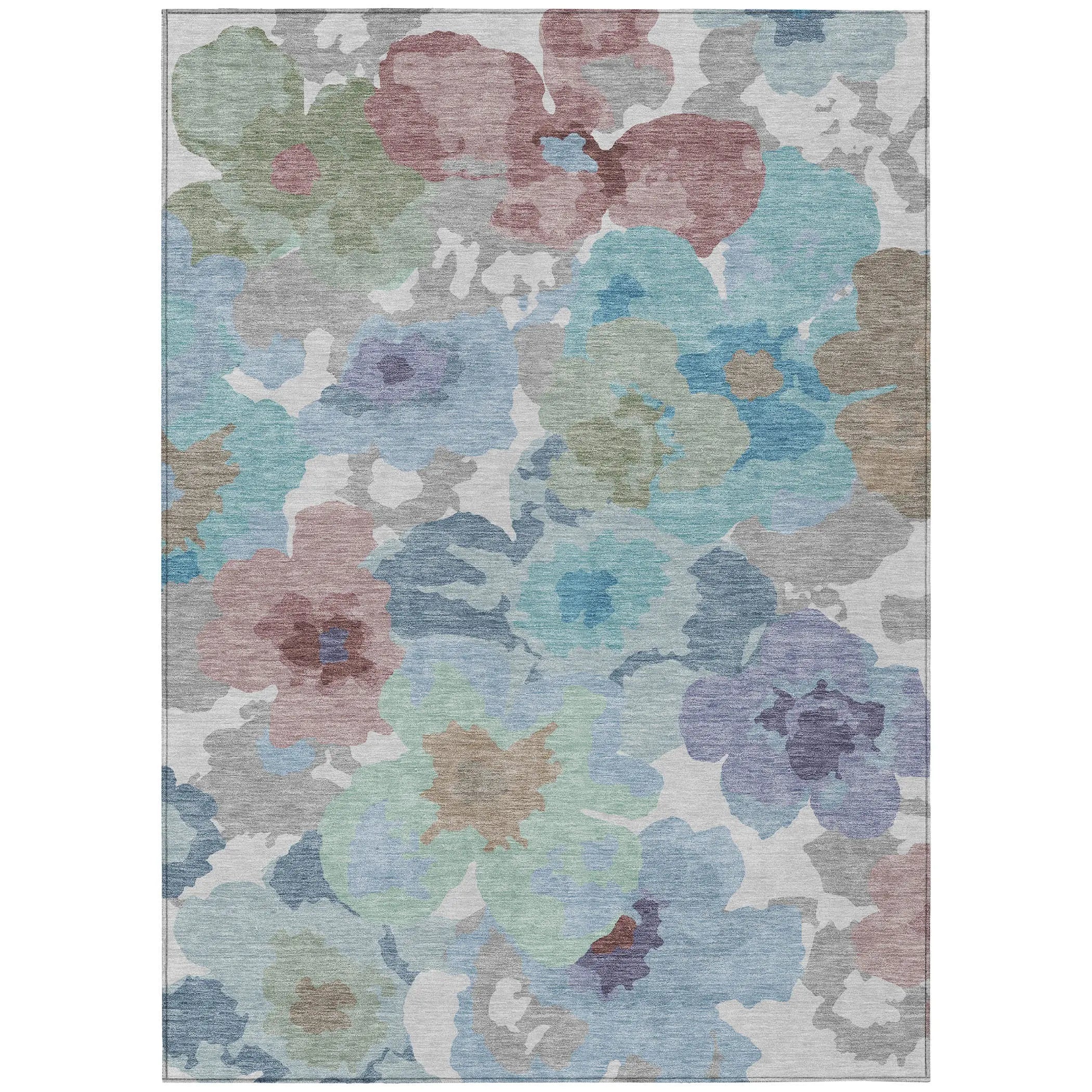 9' X 12' Silver And Gray Floral Washable Indoor Outdoor Area Rug Homeroots Outdoor